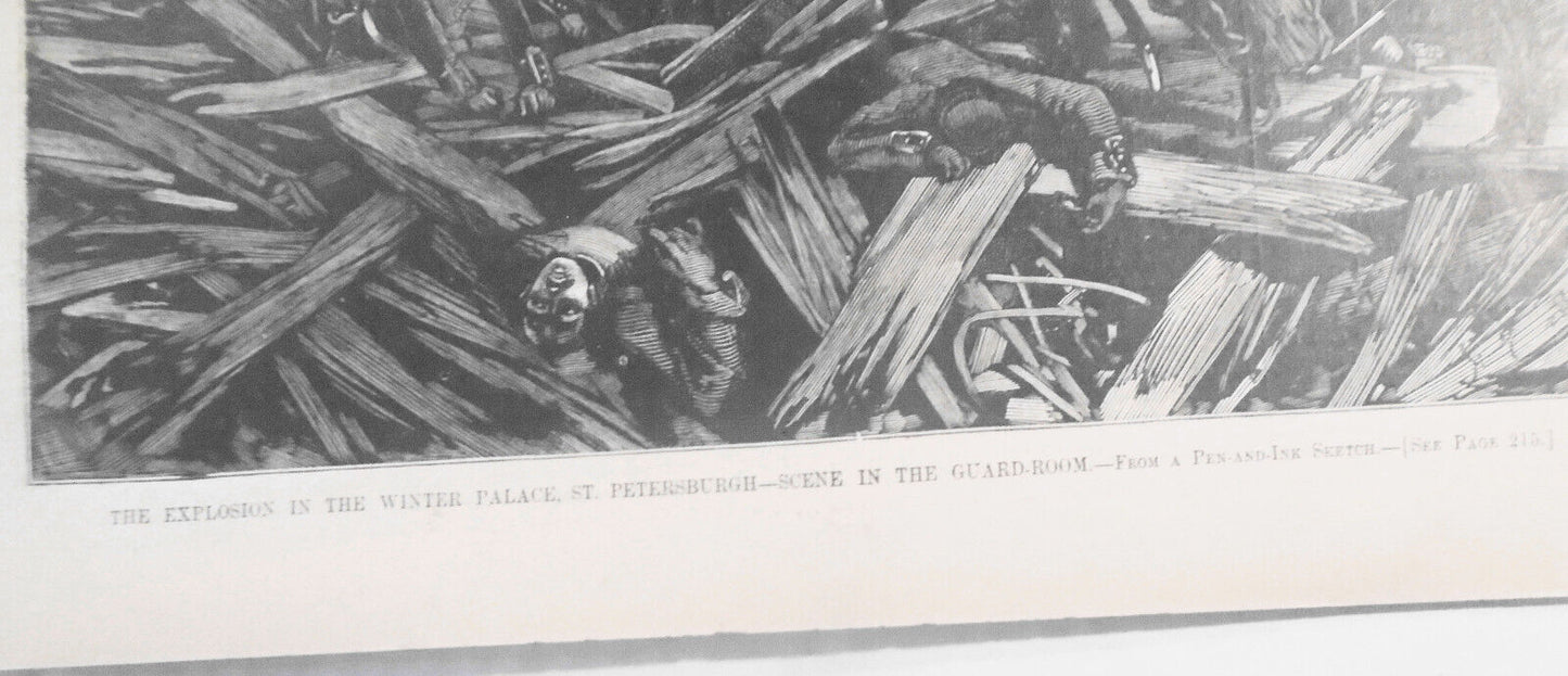 Explosion In the Winter Palace, St. Petersburg. Harper's Weekly  1880 - ORIGINAL