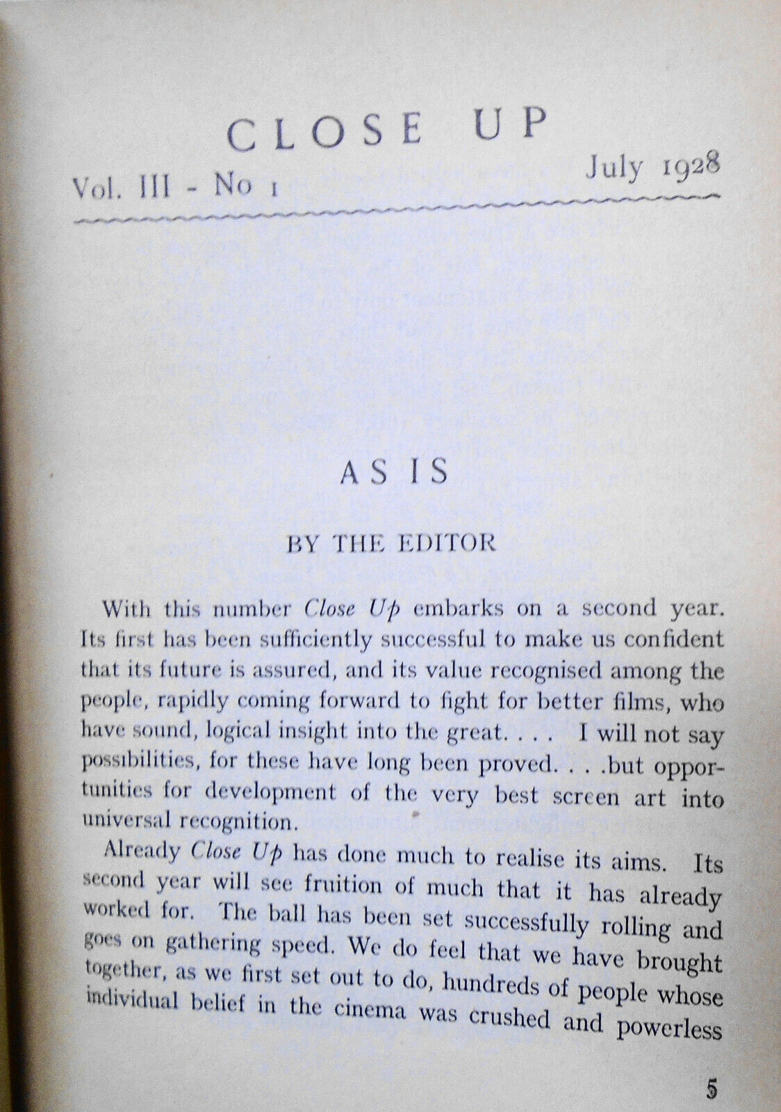 CLOSE UP,  Vol. 3 - July-Dec, 1928 Bound volume of 6 issues. Film movie magazine