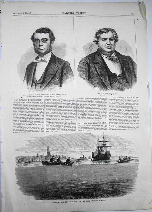 Jamaica Insurrection & Riots / Preston King Suicide - Harper's Weekly, 1865