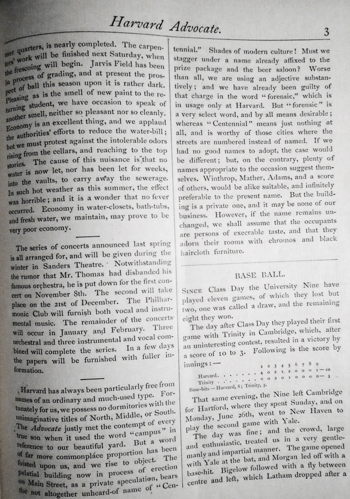 The Harvard Advocate: Vol. 22 & 23 - Sept 28, 1876 to June 22, 1877.  Sports etc