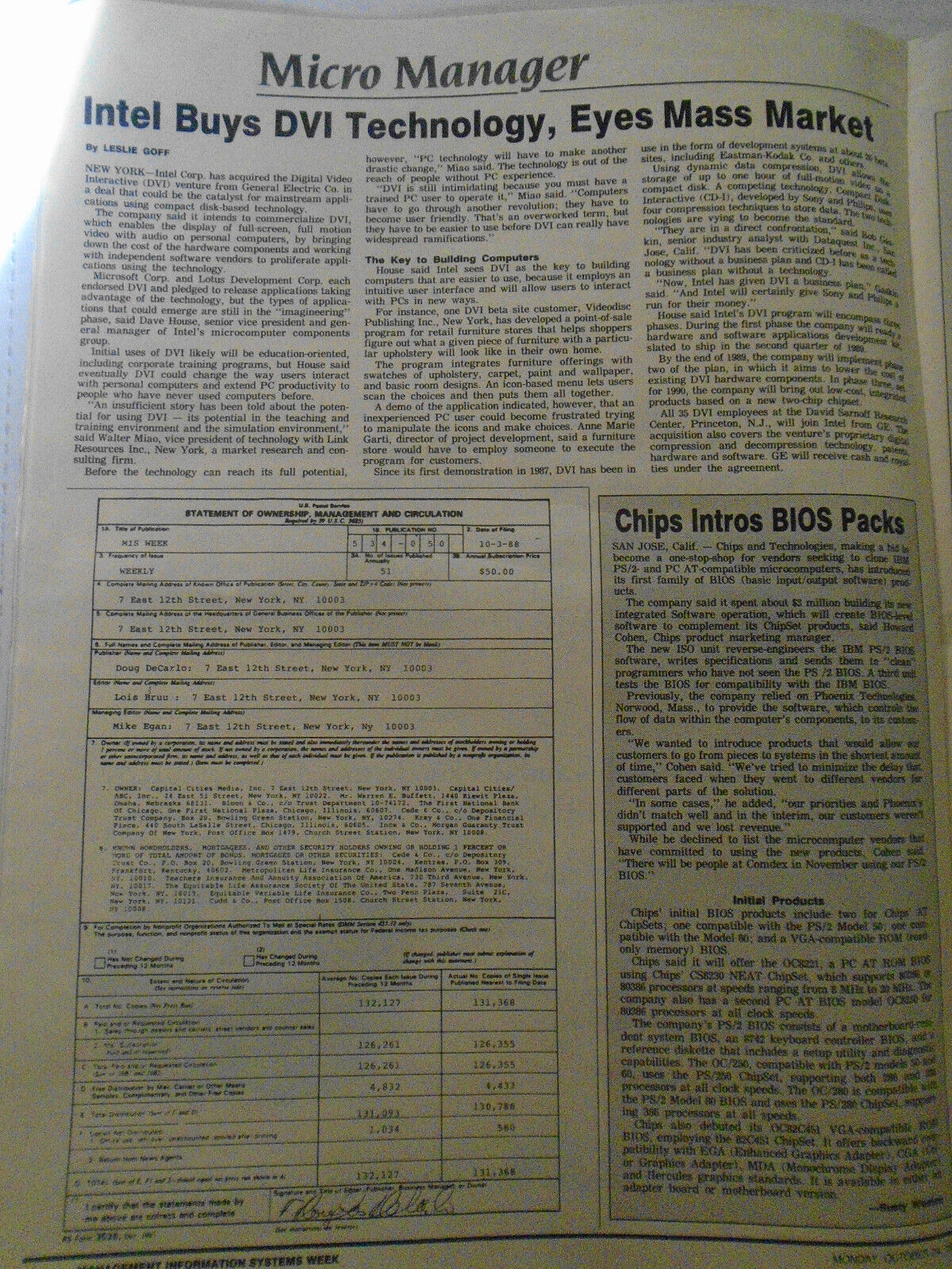 MIS Week, October 2, 1988