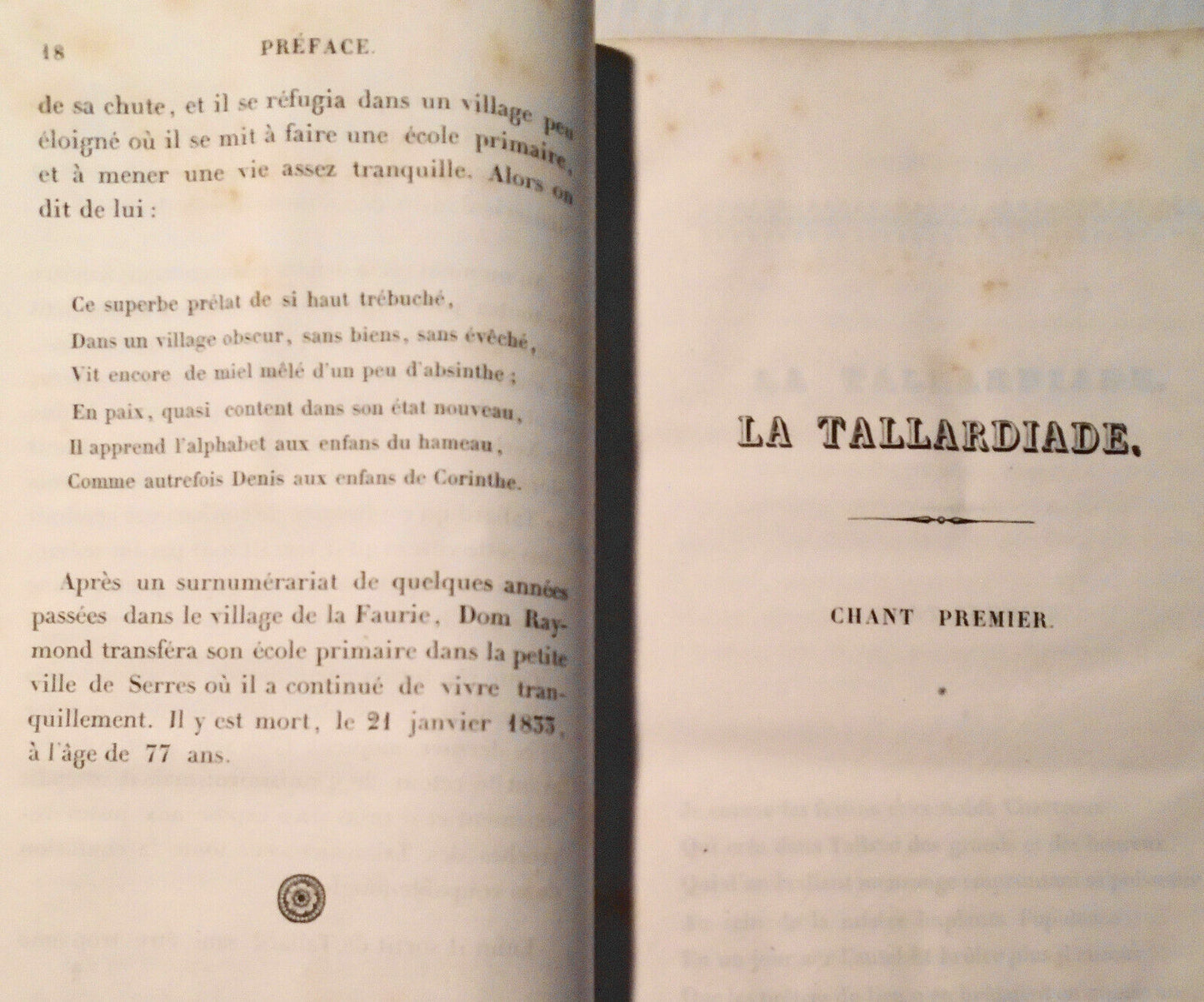 1839 La Tallardiade, poeme en huit chants, par J. Faure. 2e edition