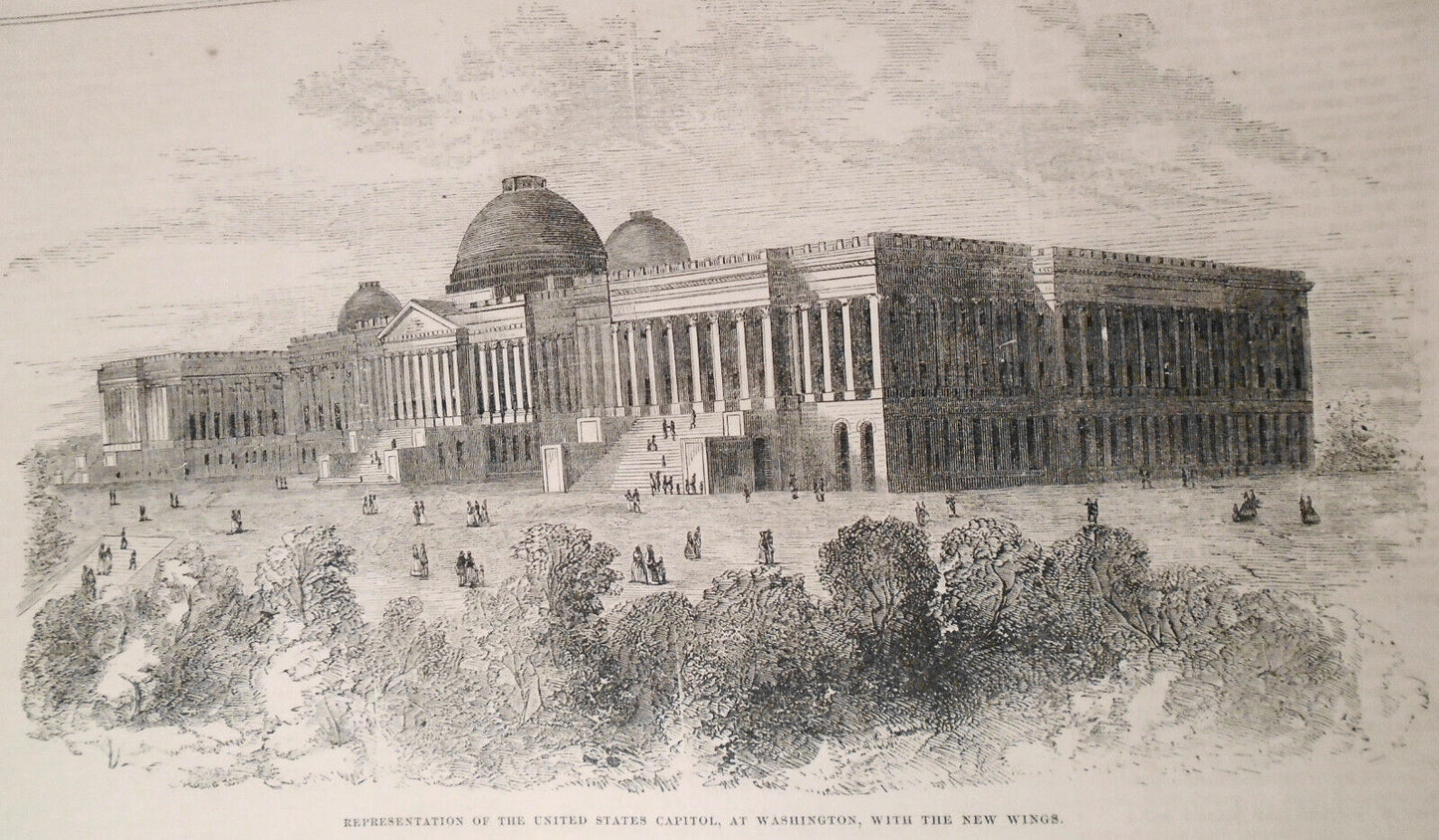 The Capitol At Washington - March 13, 1852 Original, 2 pages, Story & 3 Prints