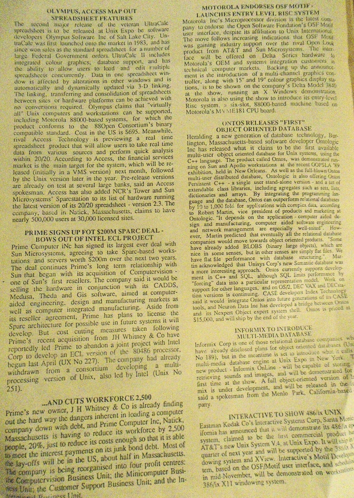 Unigram-X, #255 - Oct 30, 1989 - weekly  newsletter for UNIX community worldwide