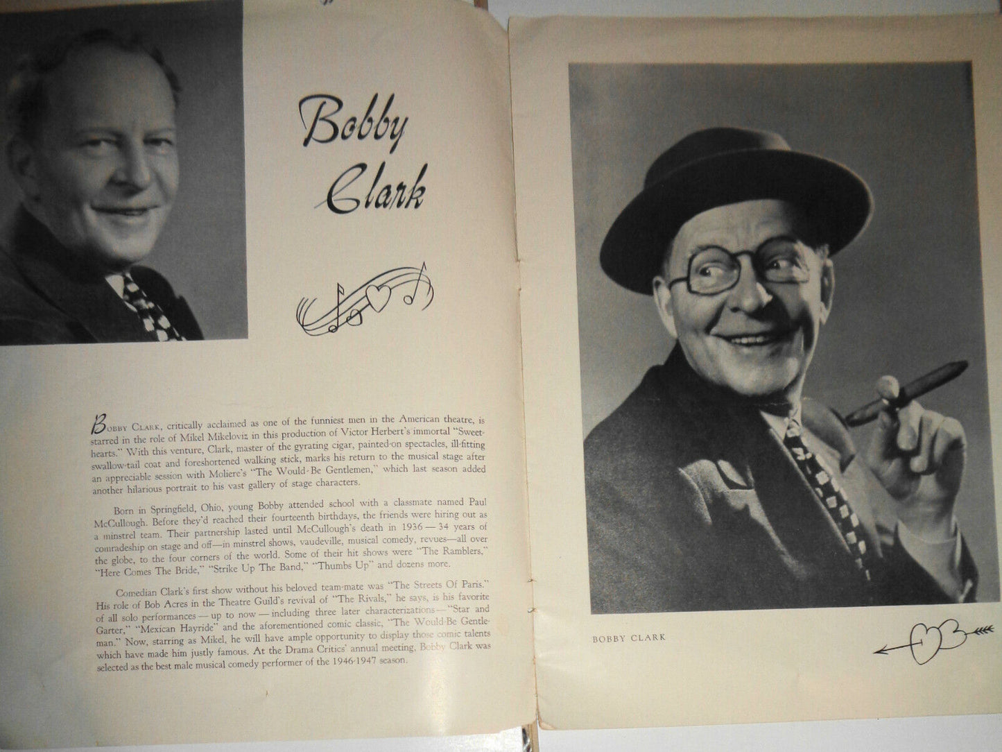 Bobby Clark in SWEETHEARTS - SOUVENIR PROGRAM 1947