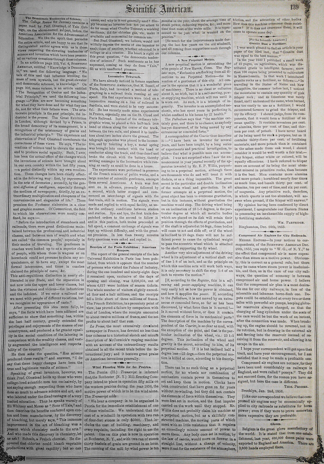 Scientific American, January 12, 1856. New system of Numeration and Measurement