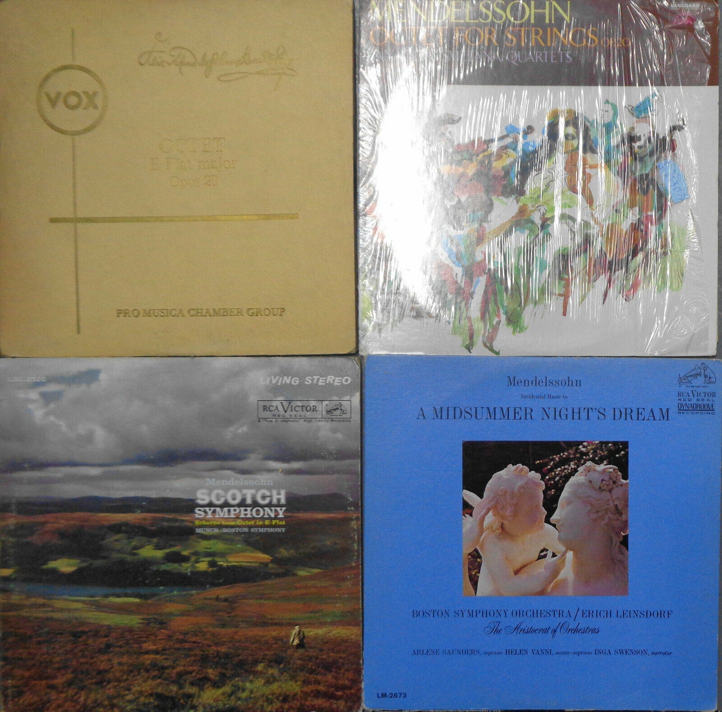 16 Mendelssohn LPs - Midsummer Night's Dream, Fine Arts Quartet, Menuhin, Raskin