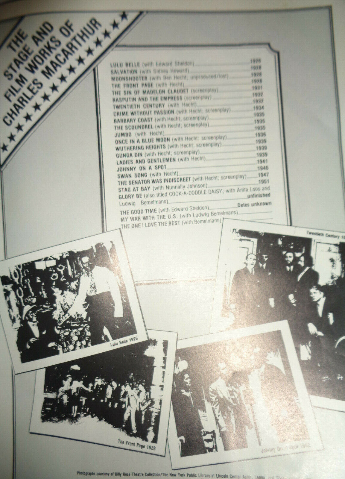 JOHNNY ON A SPOT by CHARLES MacARTHUR - PROGRAM - 1980 Brooklyn Academic Music