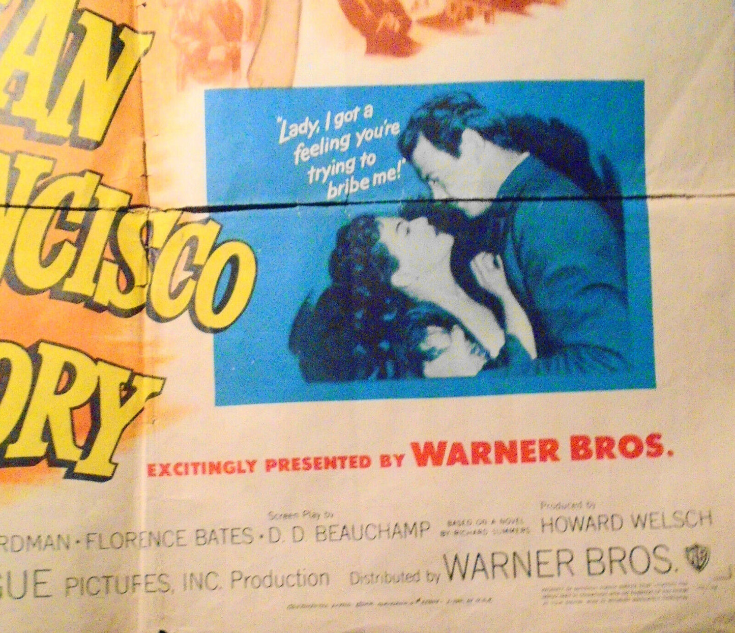 The San Francisco Story,  1952 Poster, presented by Warner Bros - - Large 39x27"