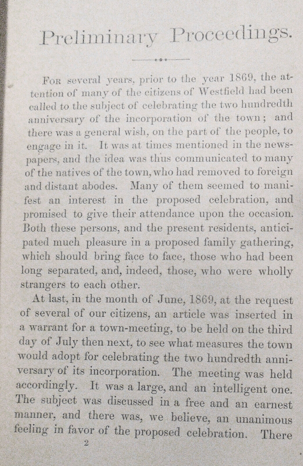 1870 The Westfield Jubilee... 200th Anniversary - by William G. Bates **SIGNED**