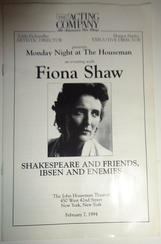 AN EVENING WITH FIONA SHAW - PROGRAM - FEBRUARY 7, 1994