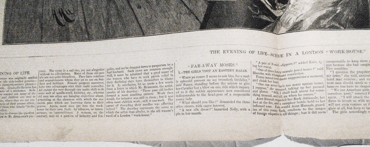 The evening of life - scene in a London "work-house" --  1877 - Original Print