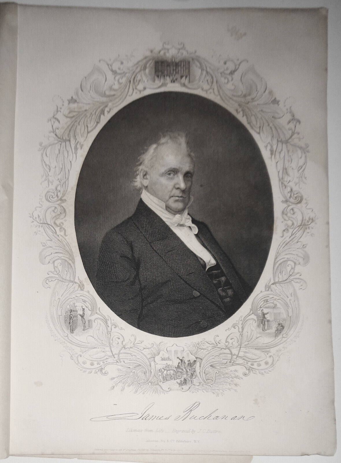 1858 James Buchanan - Engraved portrait