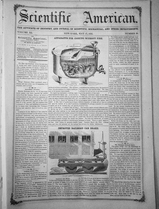 Scientific American May 17, 1856. Cooking without fire; Astronomical science etc