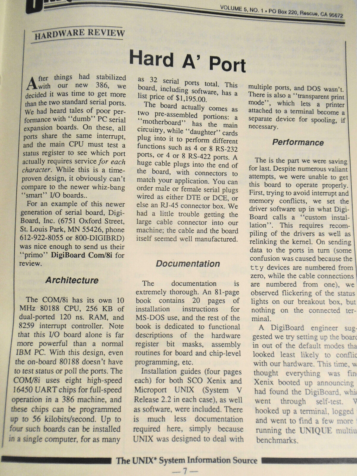 UNIQUE: The UNIX System Information Source  Dec. 1987 - DBMSs Under UNIX, etc.