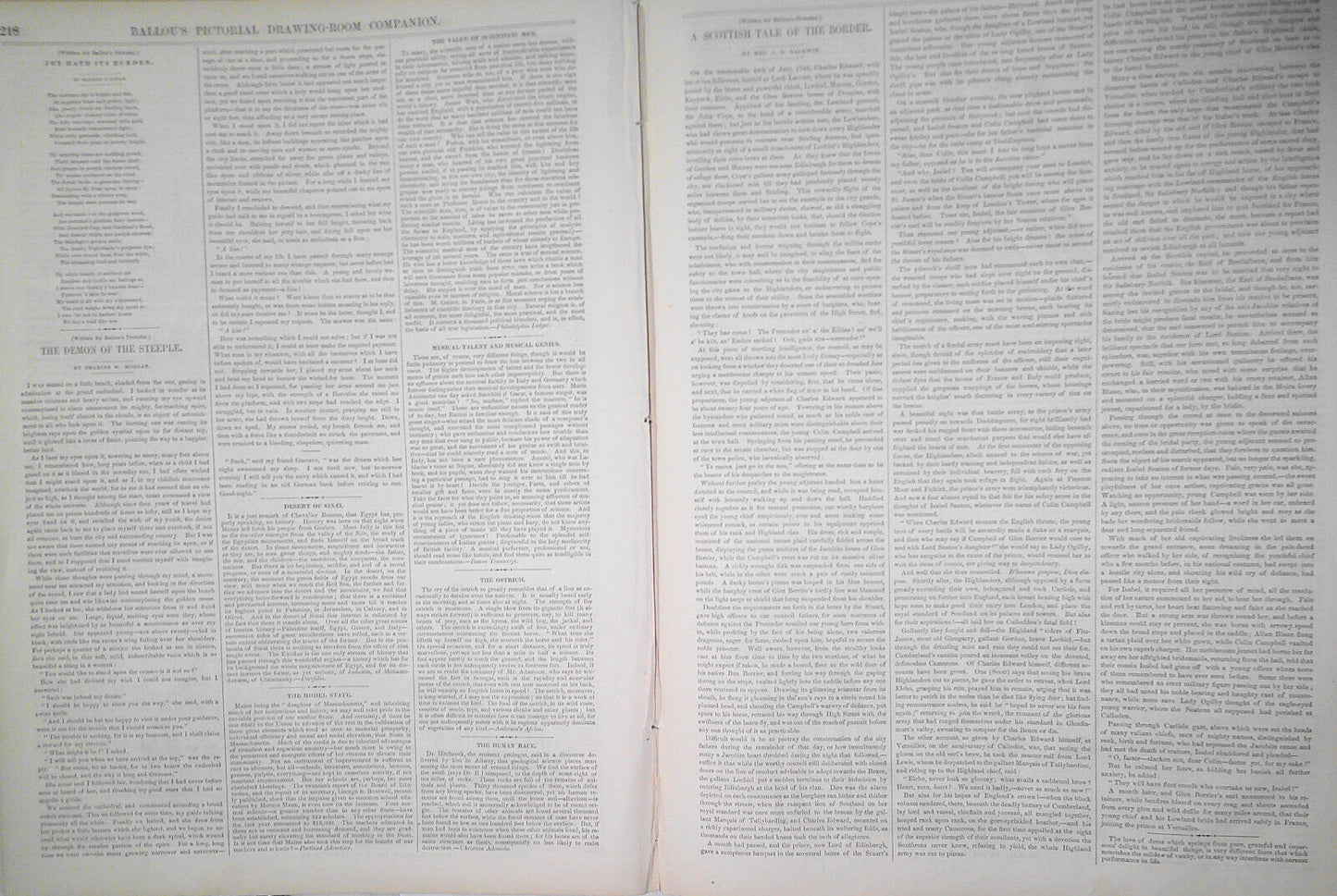 Ballou's Pictorial April 4, 1857 - Sargent's "Arctic Adventure"; Female College