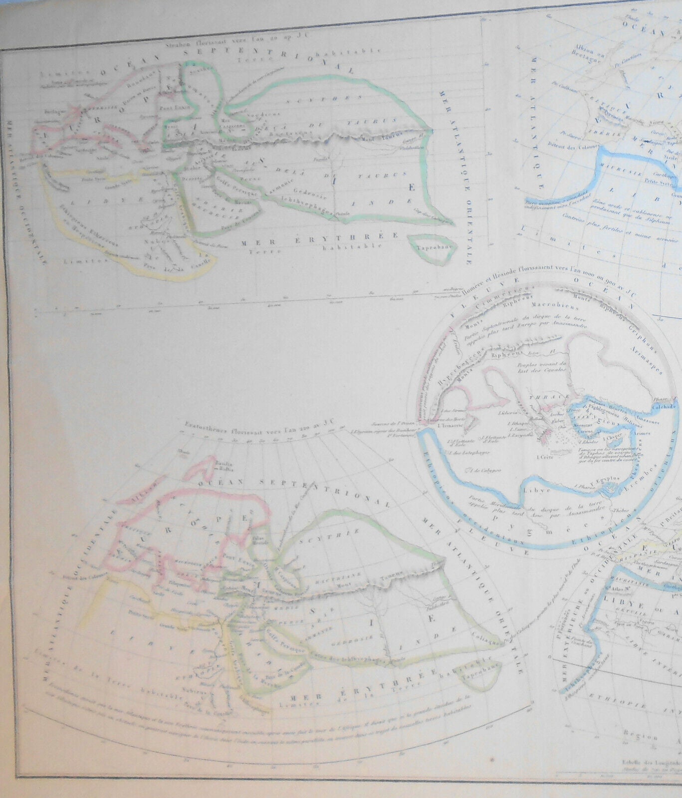 1858 - Carte de la geographie primitive des Grecs d'apres - by Delamarche.