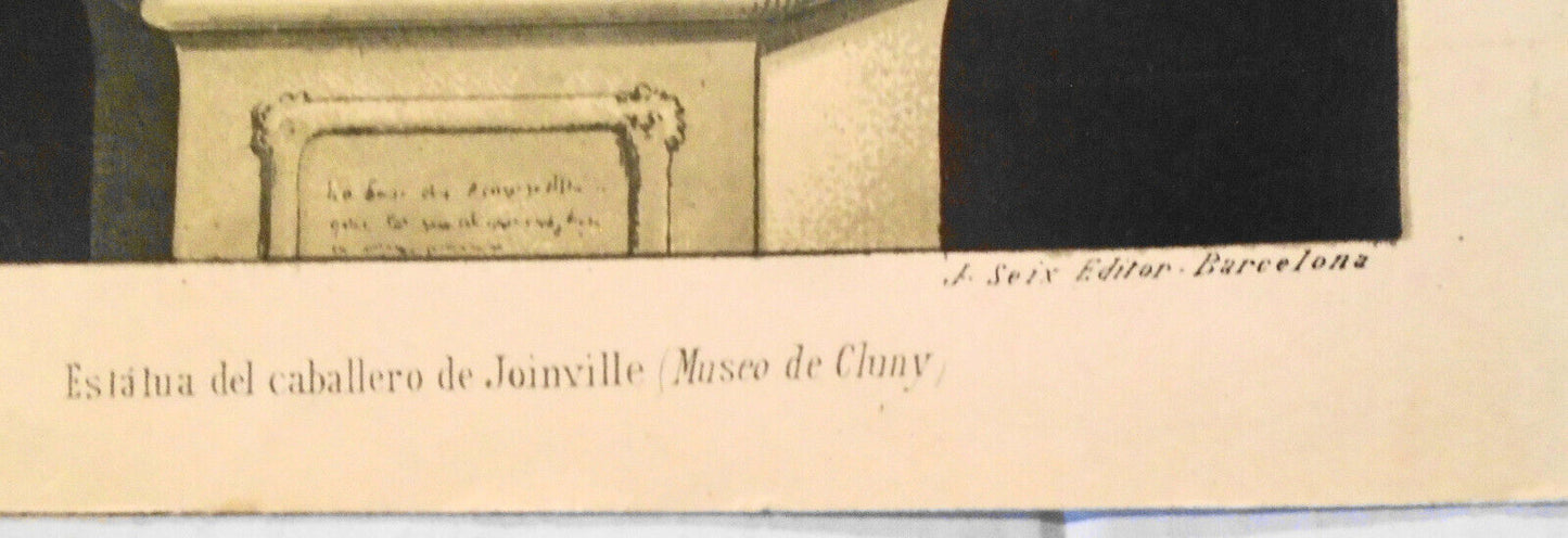 Francia: Estatua del caballero de Joinville  - lithograph ca 1890 by J. Seix.