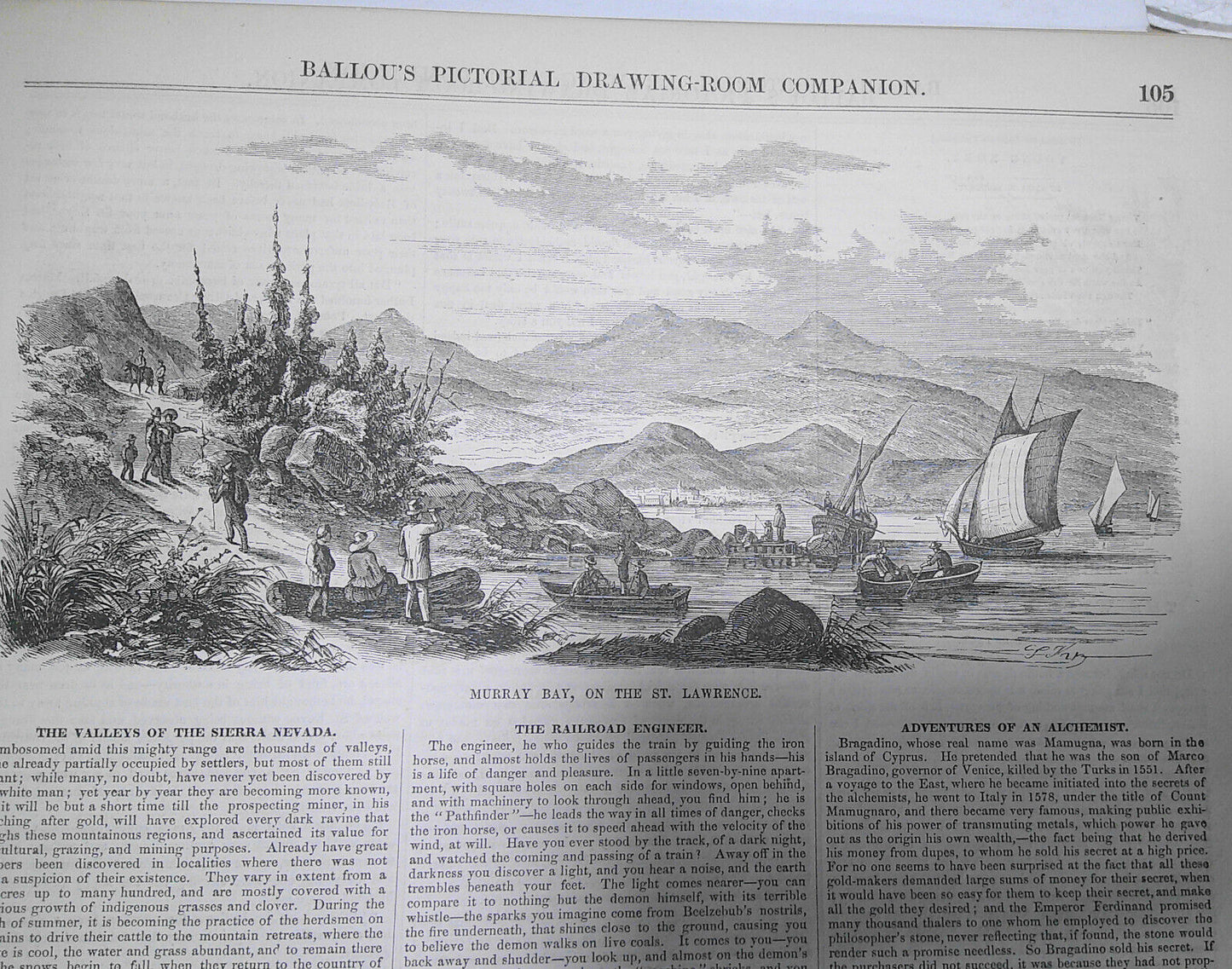 Ballou's Pictorial, February 14, 1857. Rare and Curious Birds; Tennessee; etc