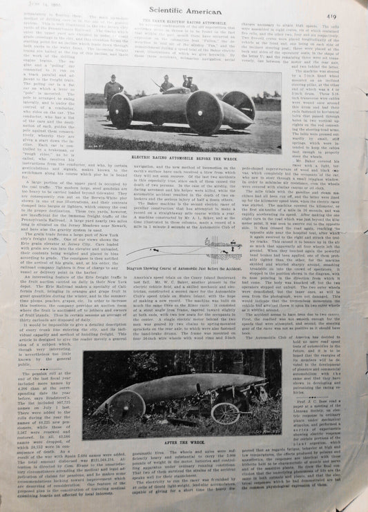 The Baker Electric Racing Automobile  - Scientific American, June 14, 1902.