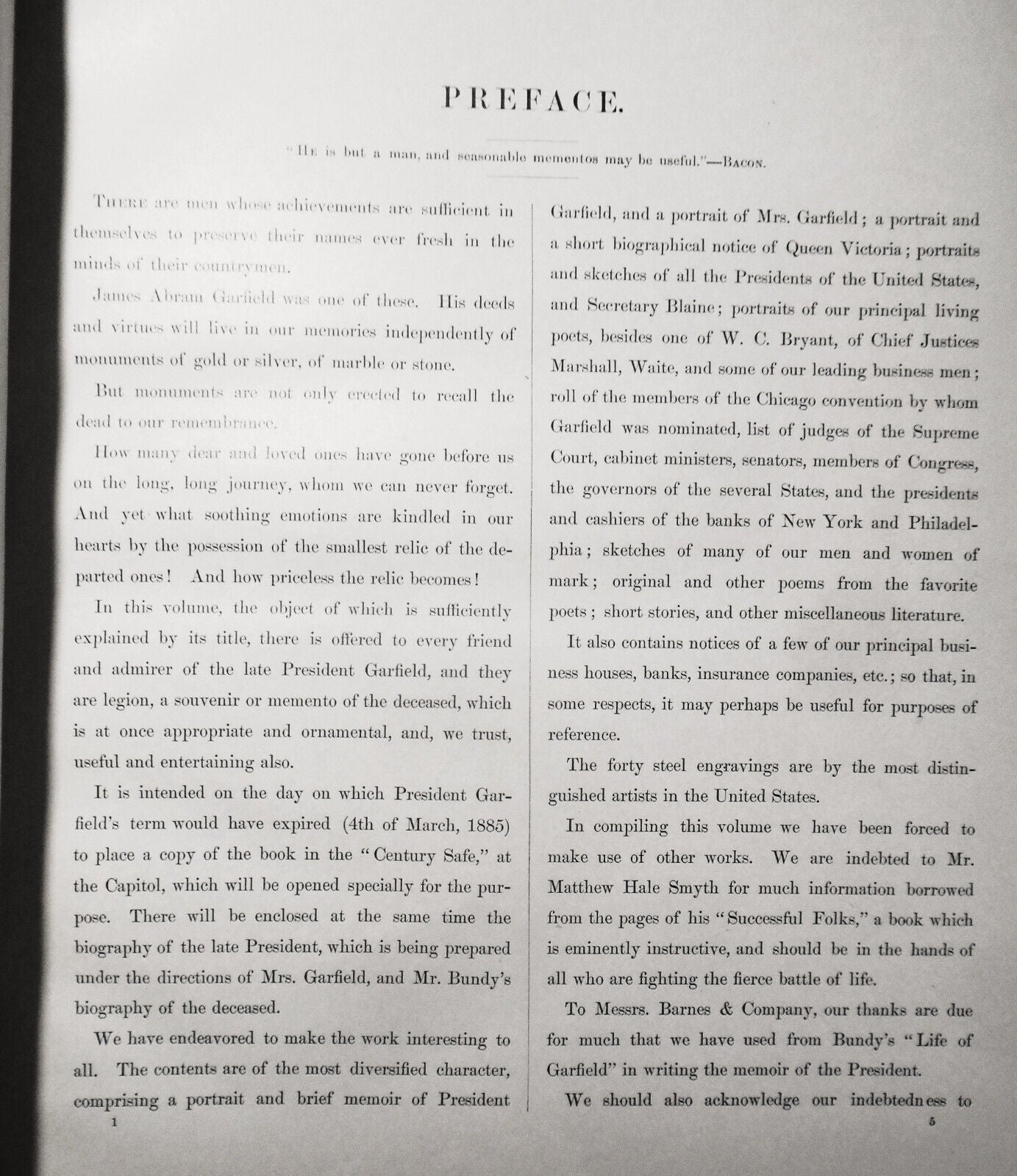 1882 President James A Garfield's Memorial Journal by Clara F Deihm. 1st edition