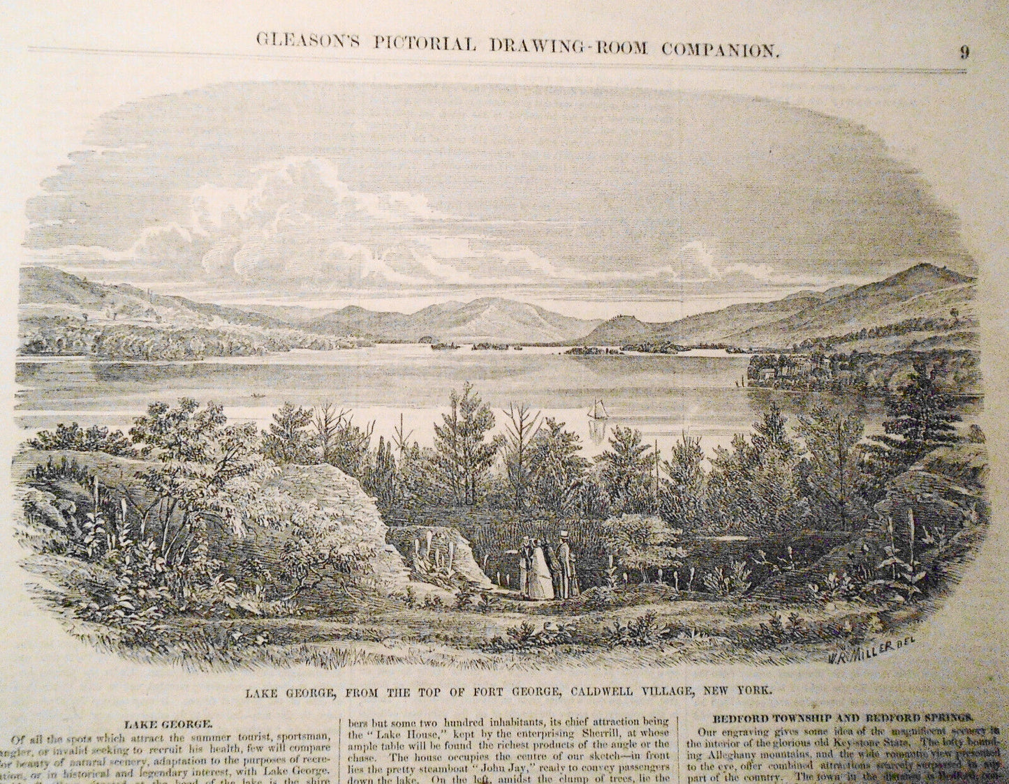 1854 Lake George From Top of Fort George Caldwell Village + Bedford Township PA