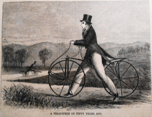 1869 A Velocipede of Fifty Years Ago - original print, Harper's Weekly, March 6