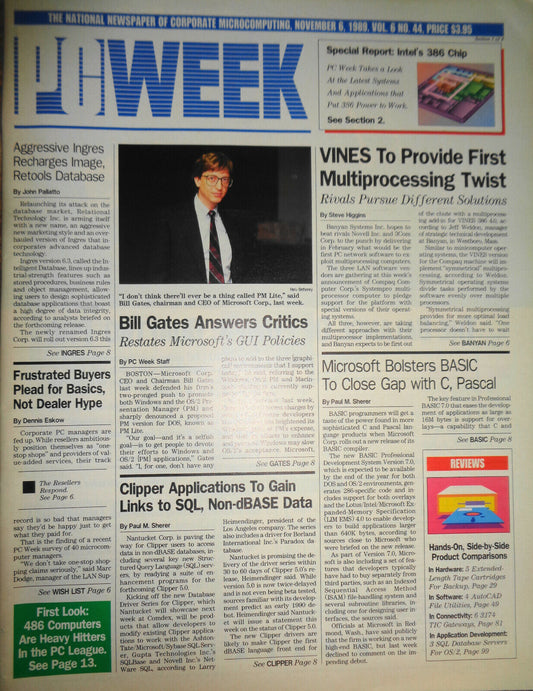 PC Week, Nov. 6, 1989 - Bill Gates on Microsoft's GUI policies, bolsters BASIC