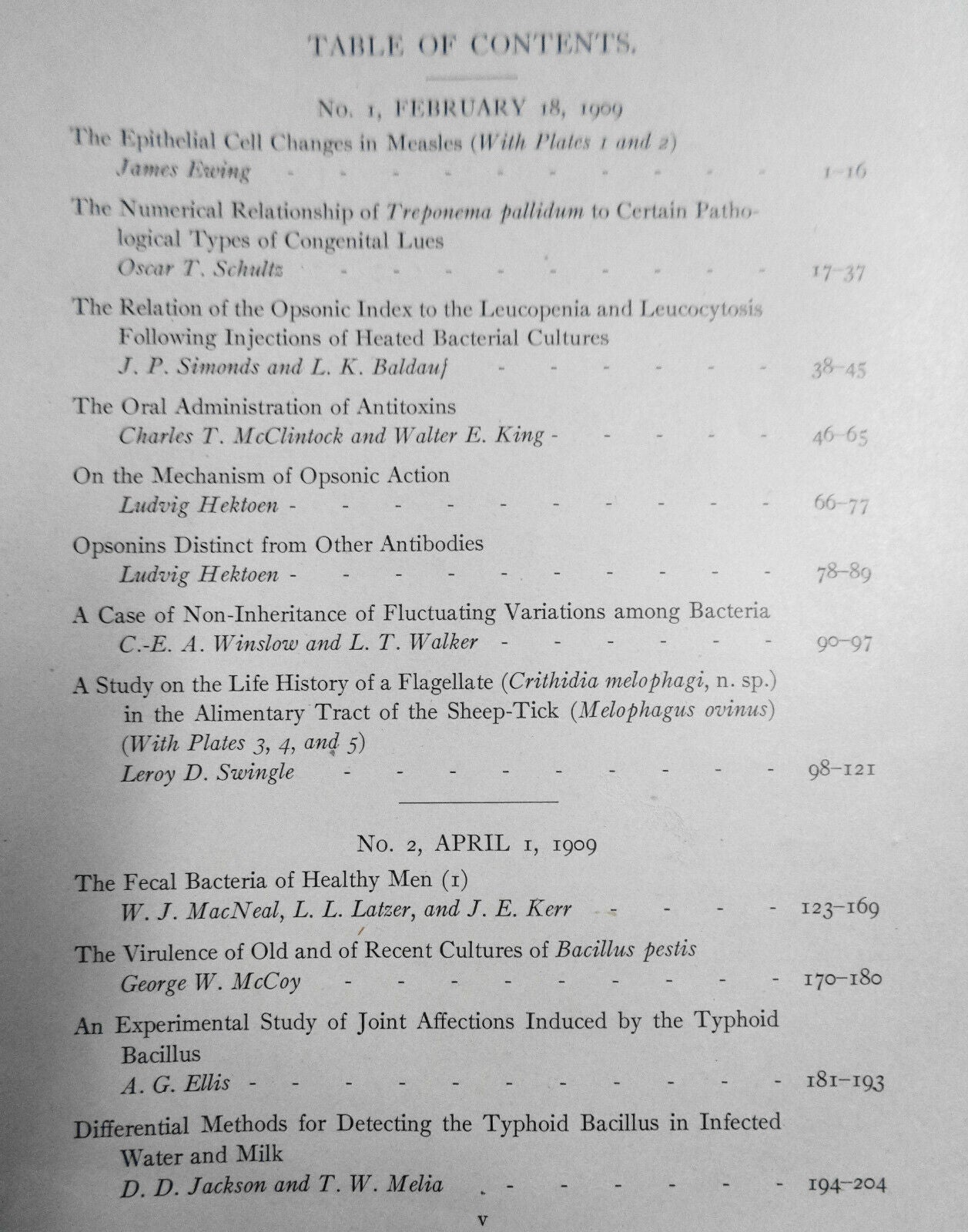 The Journal of Infectious Diseases. Volume 6, 1909. Original.