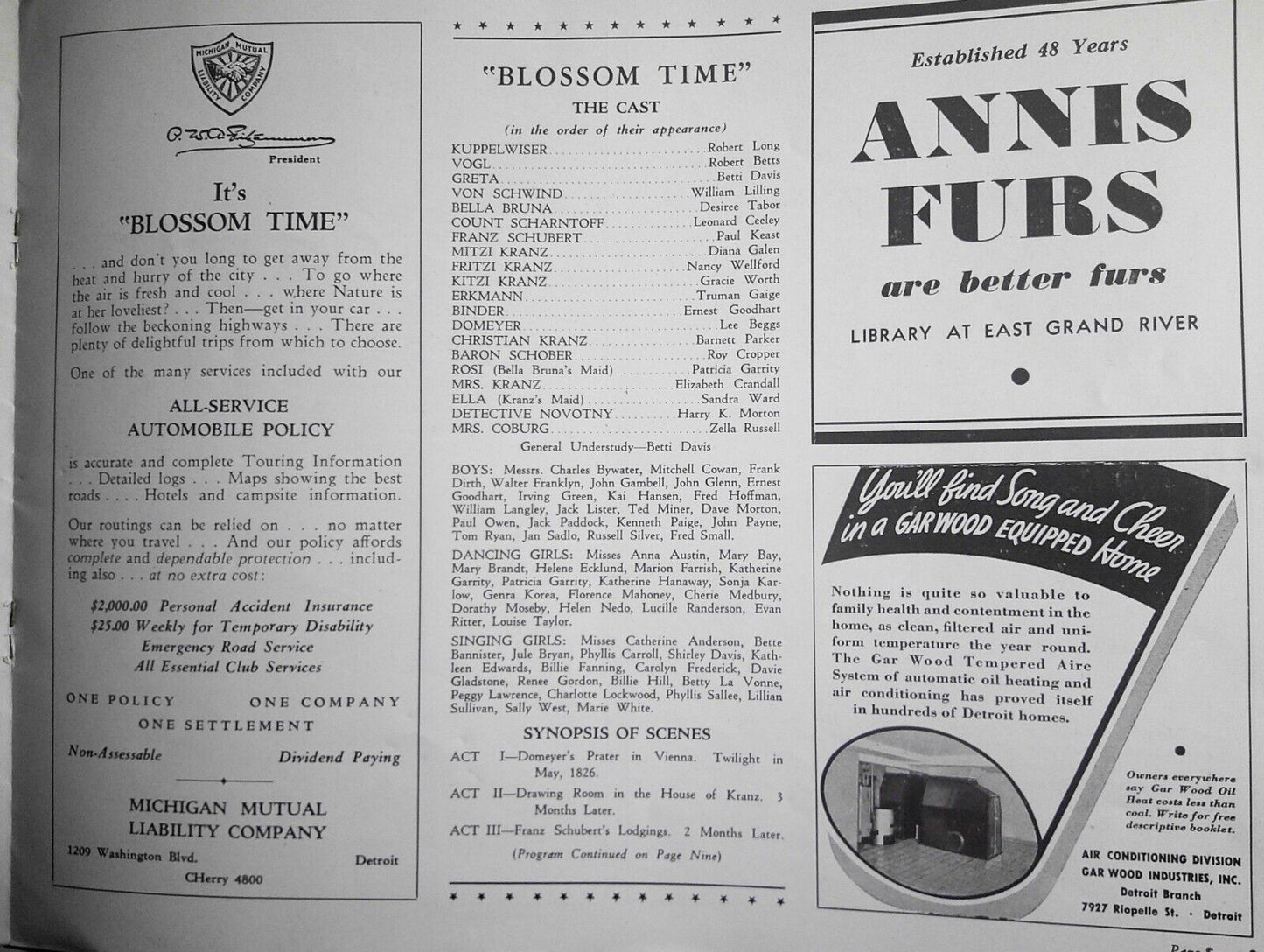 1935 Opera Under The Stars - 3 Programs: Rose Marie, Blossom Time, Bittersweet