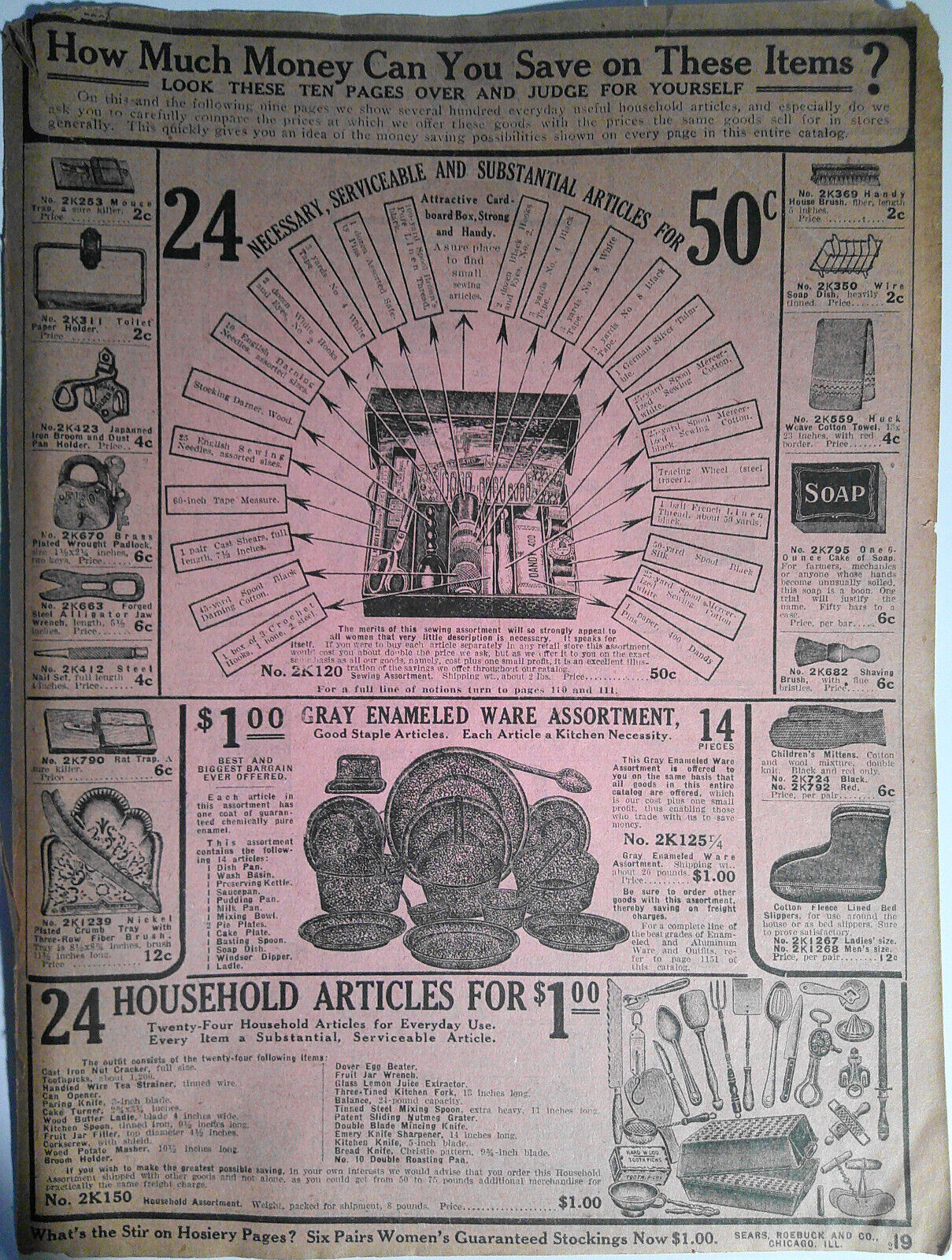 10 pages of household bargains from Sears, Roebuck & Co Retail Catalog 1905