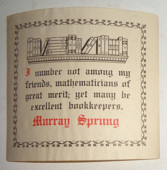 Murray Sprung - Ex Libris Bookplate