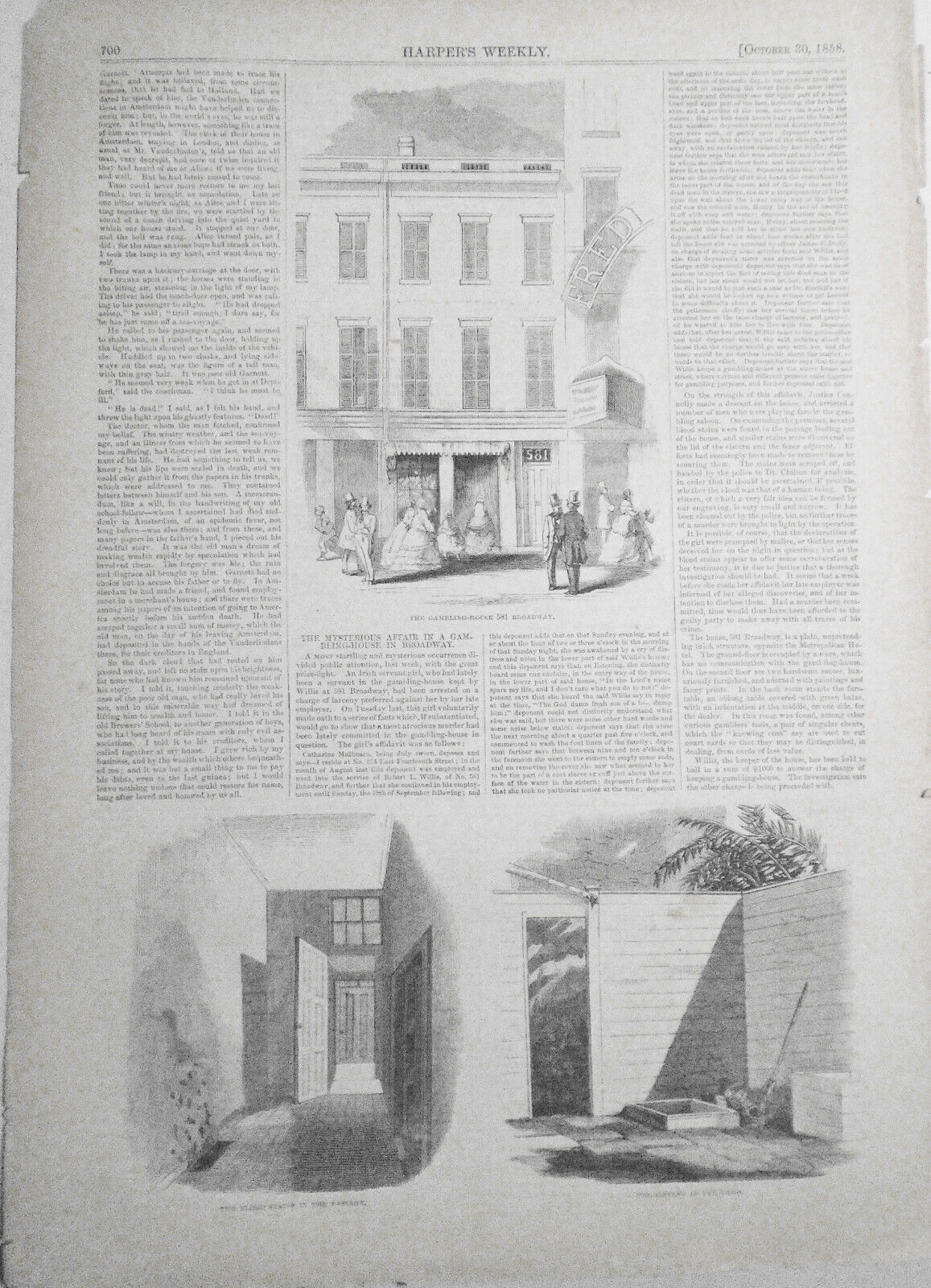 Mysterious Affair In A Gambling-house In Broadway - Harper's Weekly 1858