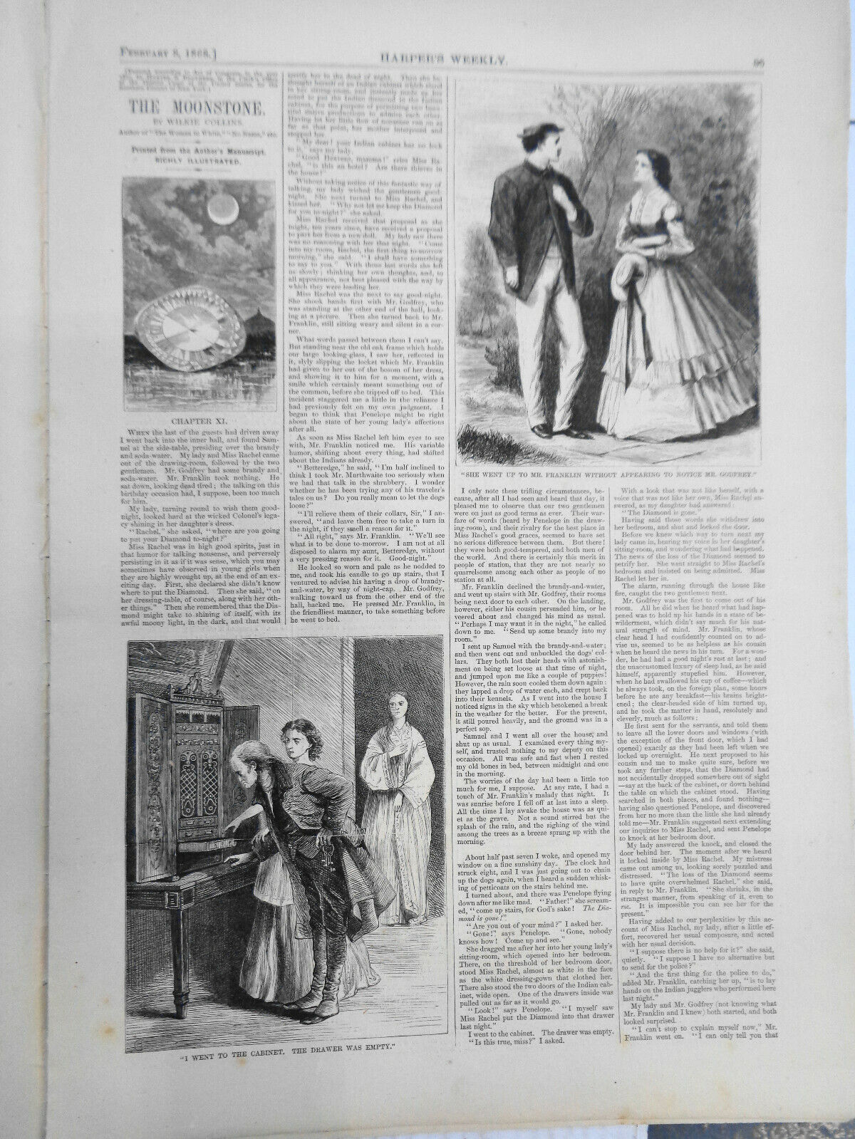 HARPER'S WEEKLY FEB 8, 1868 OVERLAND MAIL, PLANTATION SCENE, PAUPERS, ART SCHOOL