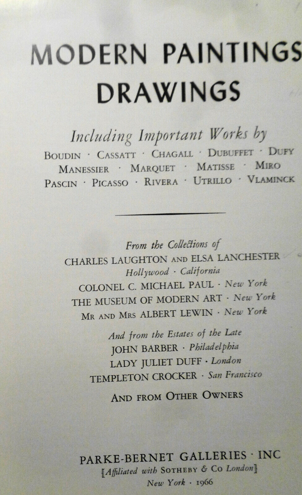 Modern paintings, drawings.. collections of Charles Laughton.. Parke-Bernet 1966