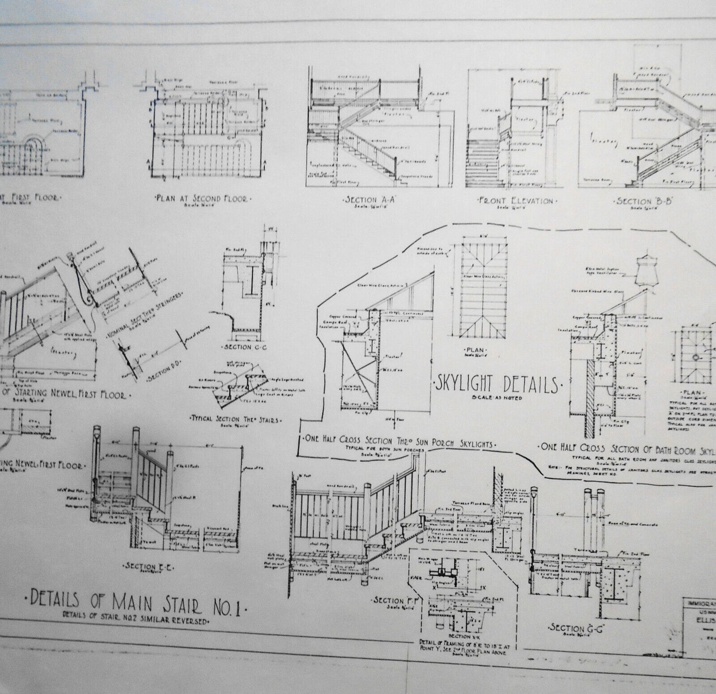 1934 Ellis Island Immigrant Building, Architectural Floor Plan - 21 x 15 inches