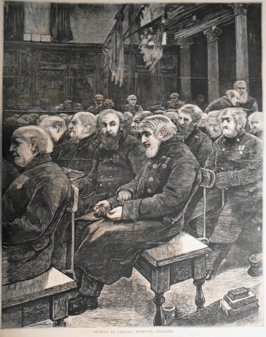 Sunday At Chelsea Hospital, England - Harper's Weekly,  March 18, 1871