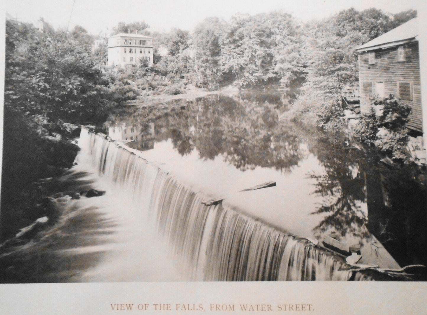 View of the Falls, from Water St, Fitchburg MA print early 1900s 13.75" x 10.25"