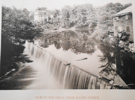View of the Falls, from Water St, Fitchburg MA print early 1900s 13.75" x 10.25"