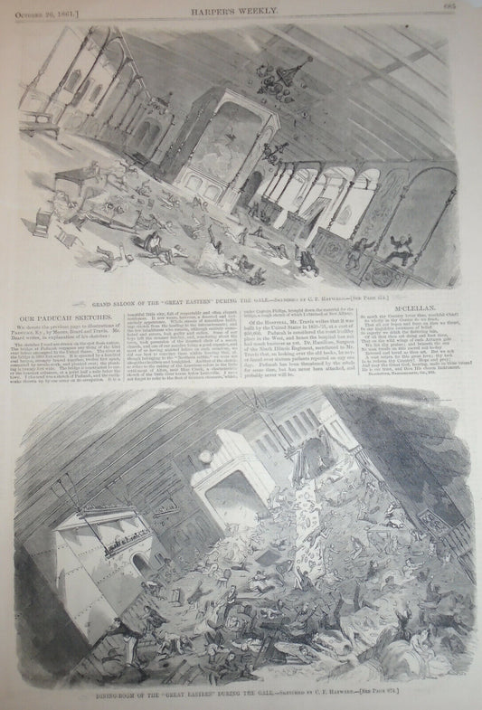 The Great Eastern - Grand Saloon & Dining Room -  Harper's Weekly, Oct 26, 1861
