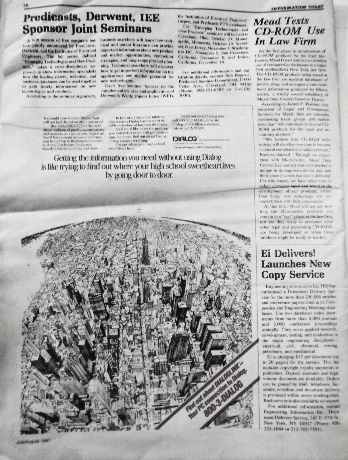 Information Today, July/Aug 1987 - for users of Electronic Information services