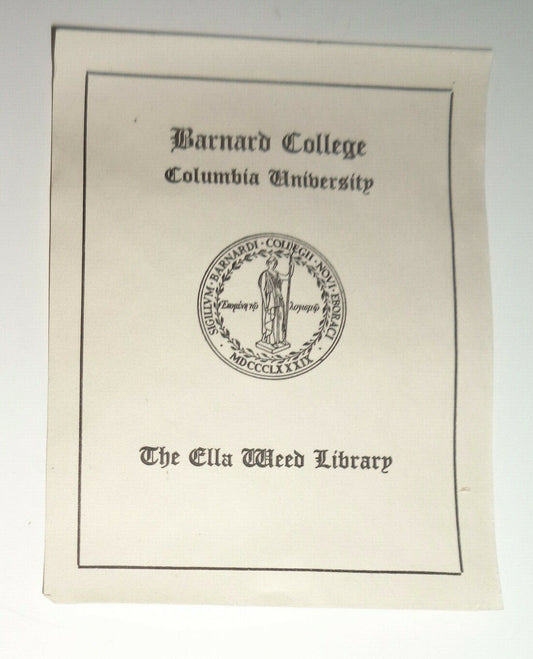 Barnard College, Columbia University, Ella Weed Library - Bookplate