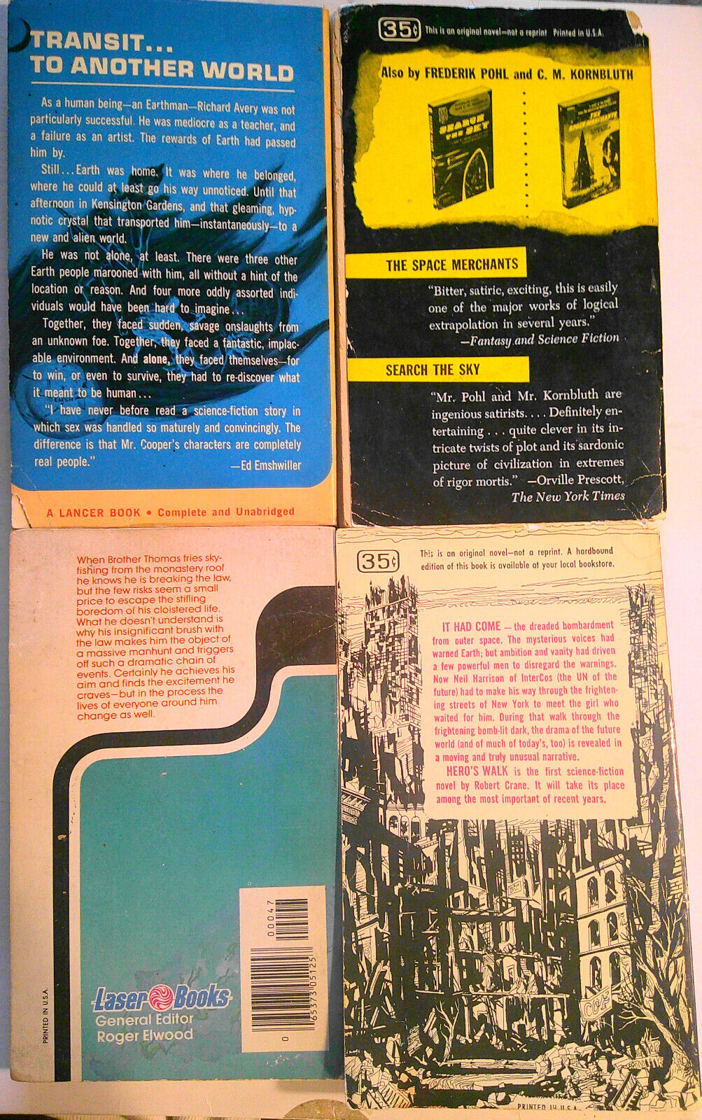 4 science fiction PBs: Transit, Gladiator-at-law, Hero's Walk, Epitaph in Rust