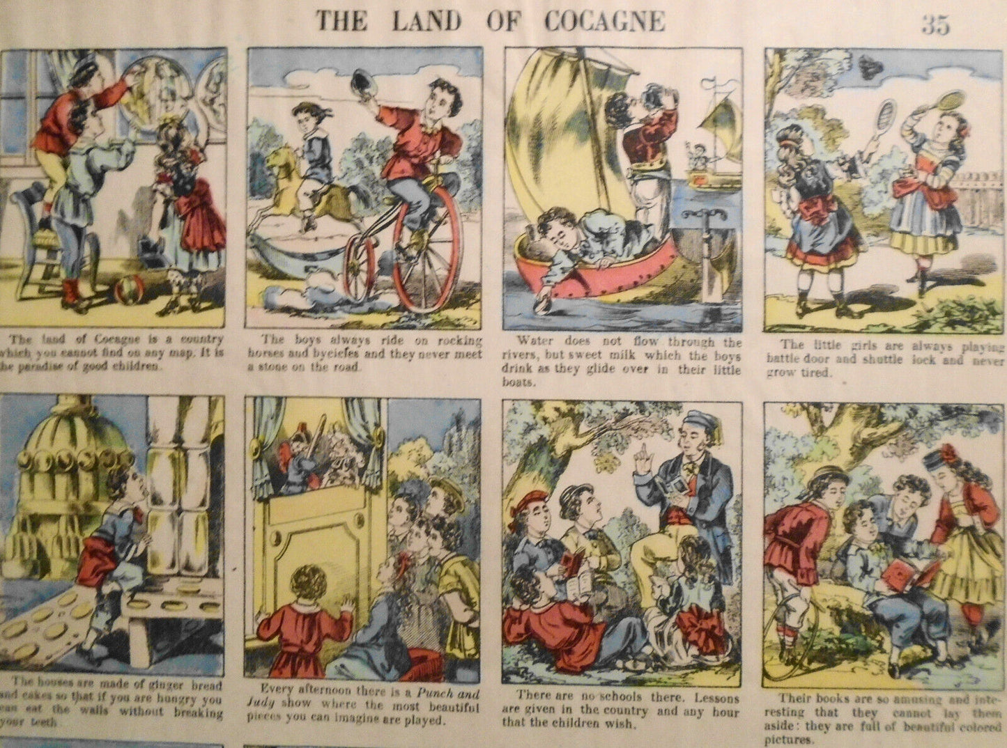 1888 The Land of Cogagne - Imagerie d'Epinal of France # 35. Children, Bicycle..