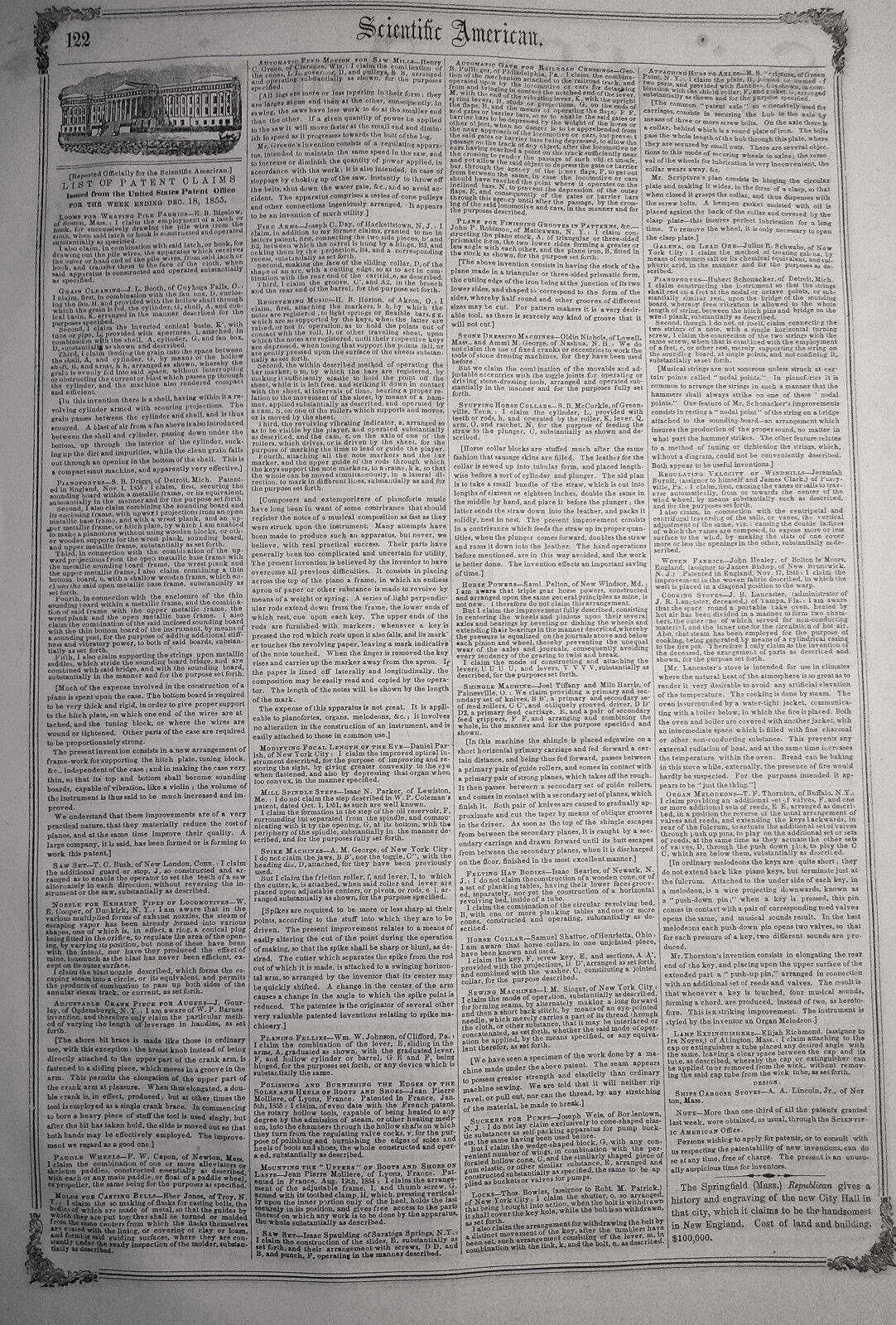 Scientific American, December 29, 1855. Franklin's great discovery; etc
