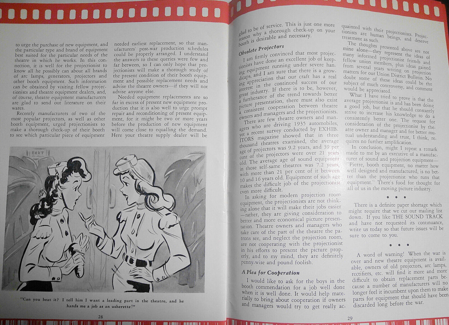 The Sound Track, Vol. 3, No. 6, 1944 - by RKO Motiograph. Air Conditioning issue