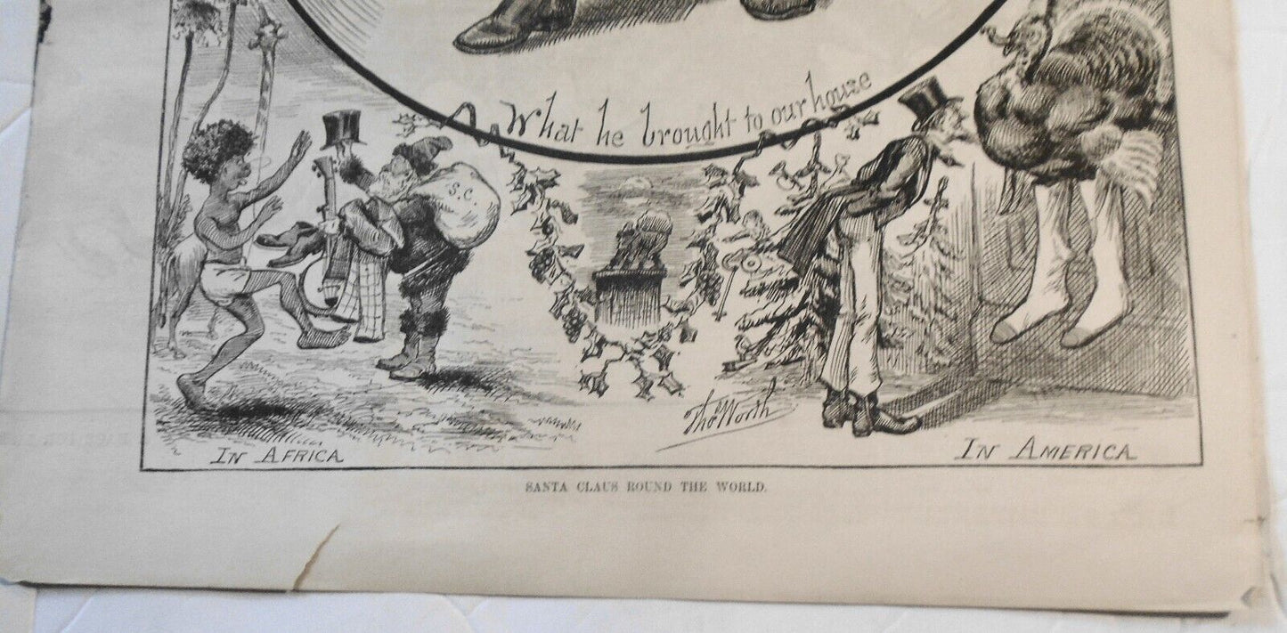 Santa Claus Round the World, by Thomas Worth. Harper's Weekly, January 6, 1877