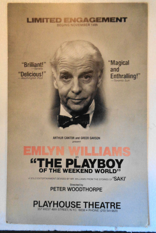Emlyn Williams as "The Playboy of the Weekend World" - 1978 Original Poster