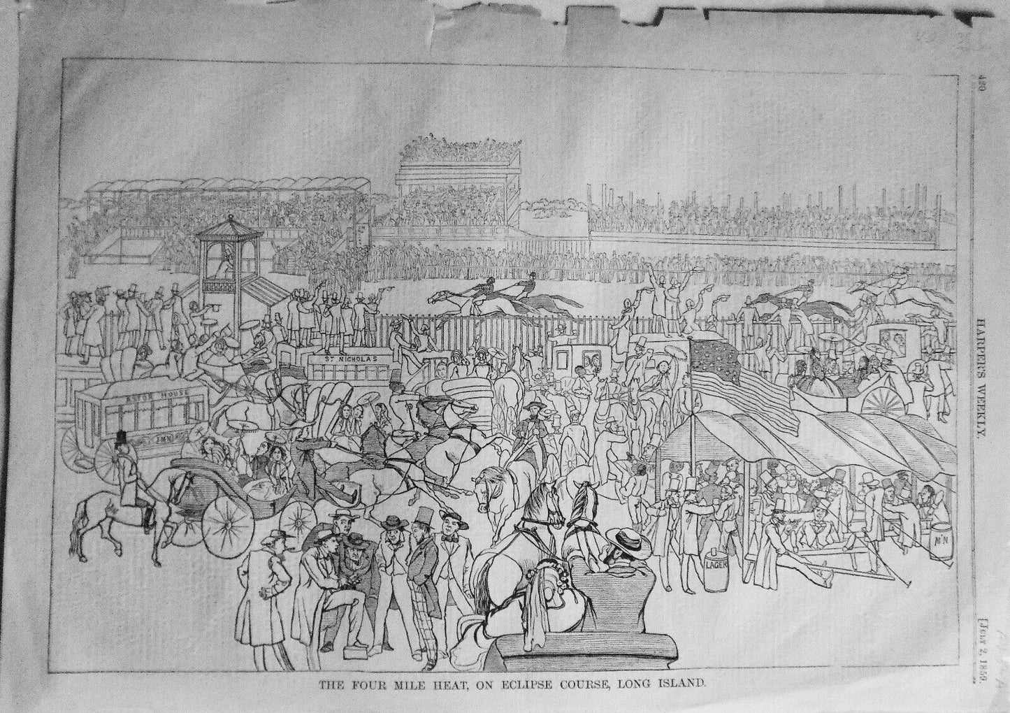 The Four Mile Heat, On Eclipse Course, Long Island -  Harper's Weekly - 1859