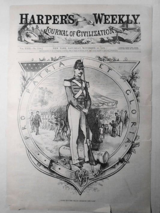 "None but the brave deserves the fair" , by Thomas Nast - Harper's Weekly, 1879.